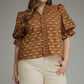 Plus Size Smocked Ruffle Trim Blouse
