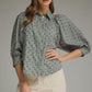 Polka Puff Sleeve Button Up