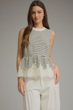 Striped and Lace Babydoll Tank