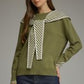 Scarf Neck Knit Long Sleeve Top