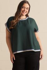 Plus Size Contrast Binding Top