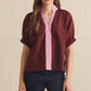 Puff Sleeve Contrast Collar Blouse