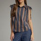 Striped Sleeveless Button Up Top
