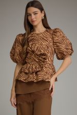 Zebra Ruffle Peplum Top