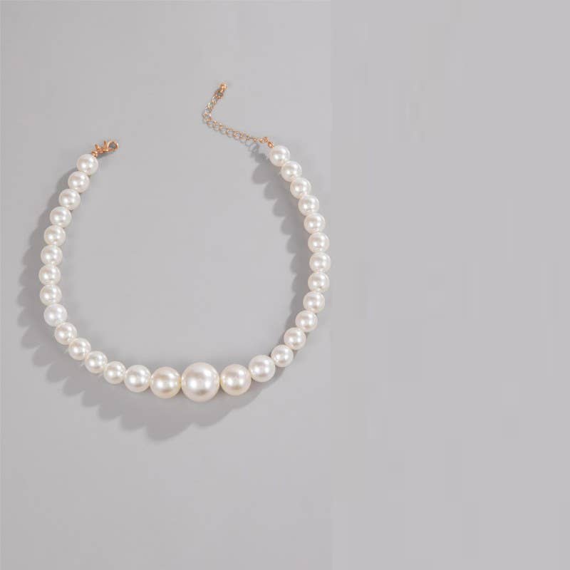 GRADUATED CLASSIC PUFFY PEARL NECKLACE