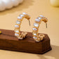Alternating Pearl and Rhinestone Hoop Earrings | 80E63136