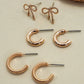 MINI BOW HUGGIE HOOP TRIO EARRINGS