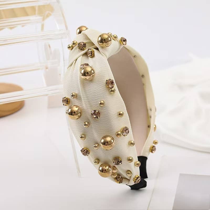 Multi Gold Ball  Rhinestone Knot Headband | 40HB191