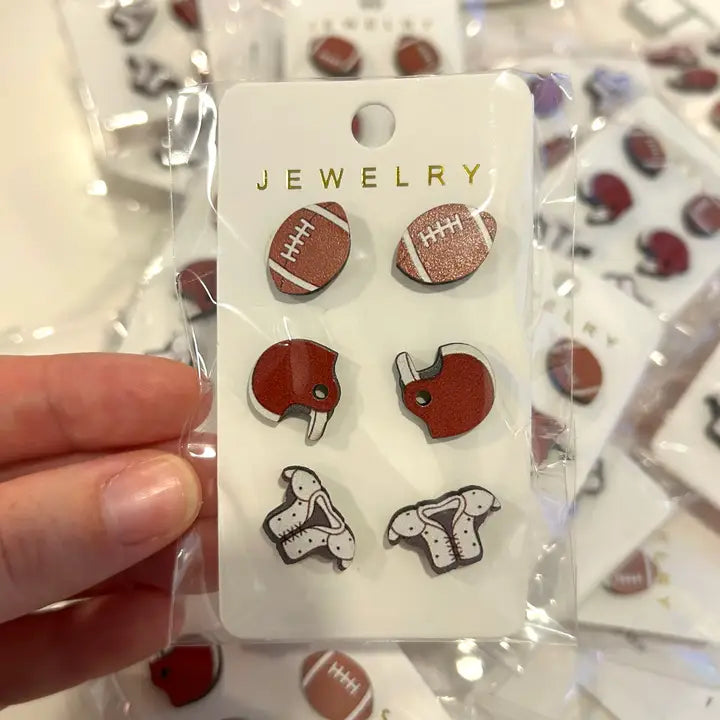 Football Earring Triple Card