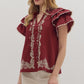 Garnet Solid short flutter sleeve top