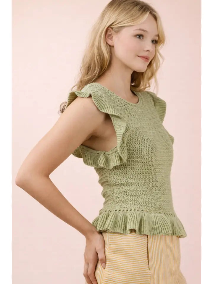 Ruffled Sweater Knit Top