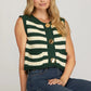 SLEEVELESS STRIPED BUTTON DOWN KNIT SWEATER VEST