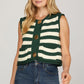 SLEEVELESS STRIPED BUTTON DOWN KNIT SWEATER VEST