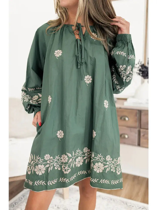 Boho Floral Puff Sleeve Spring Dress