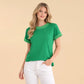 Solid Top with Solid Ribbed Neck and Sleeve Detail