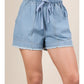 Washed Chambray Denim Casual Shorts