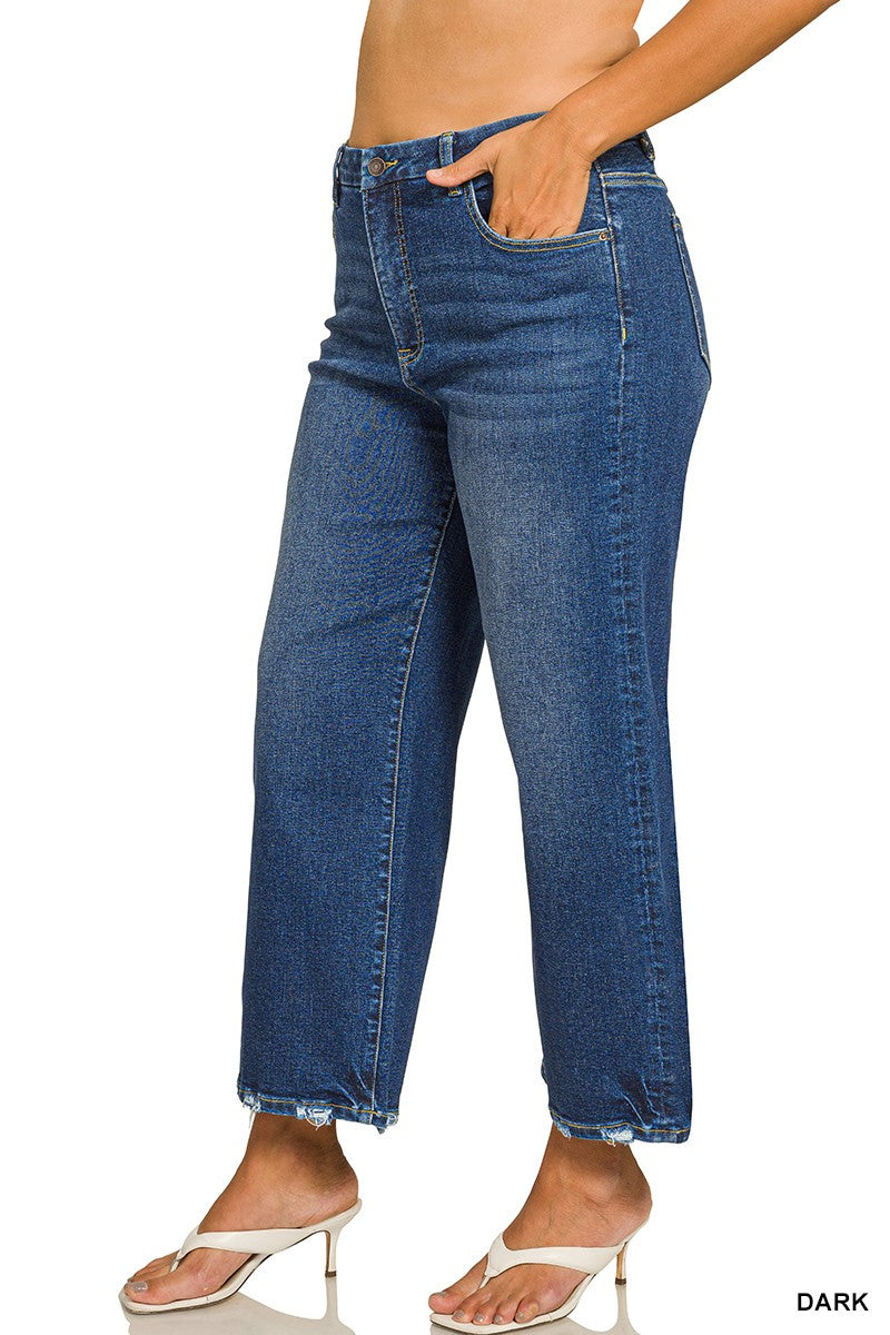 Plus Cropped Wide Leg Denim Pants