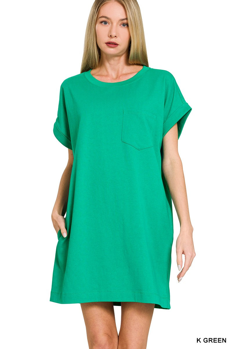 Premium Cotton T-shirts Dress With Pockets