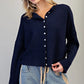 Solid Button Down Long Sleeve Cardigan