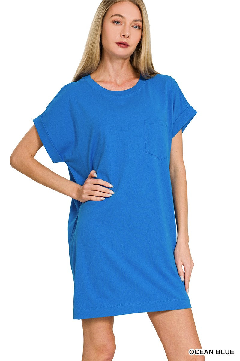 Premium Cotton T-shirts Dress With Pockets