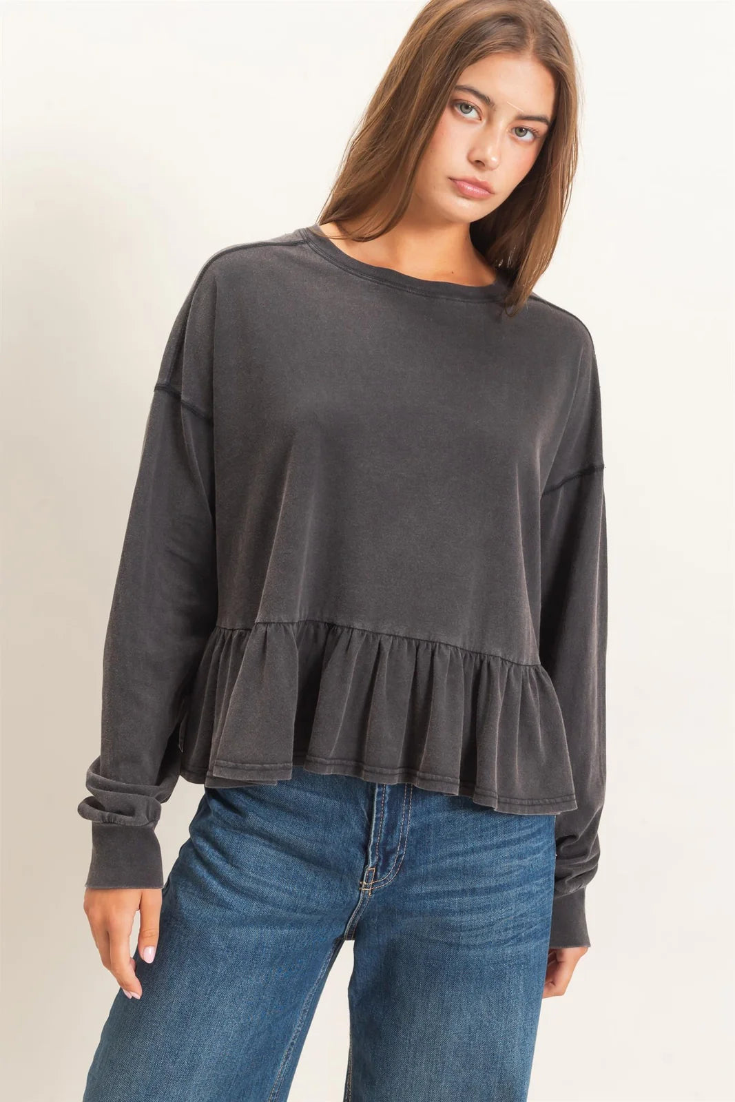 Peplum Long Sleeve Top