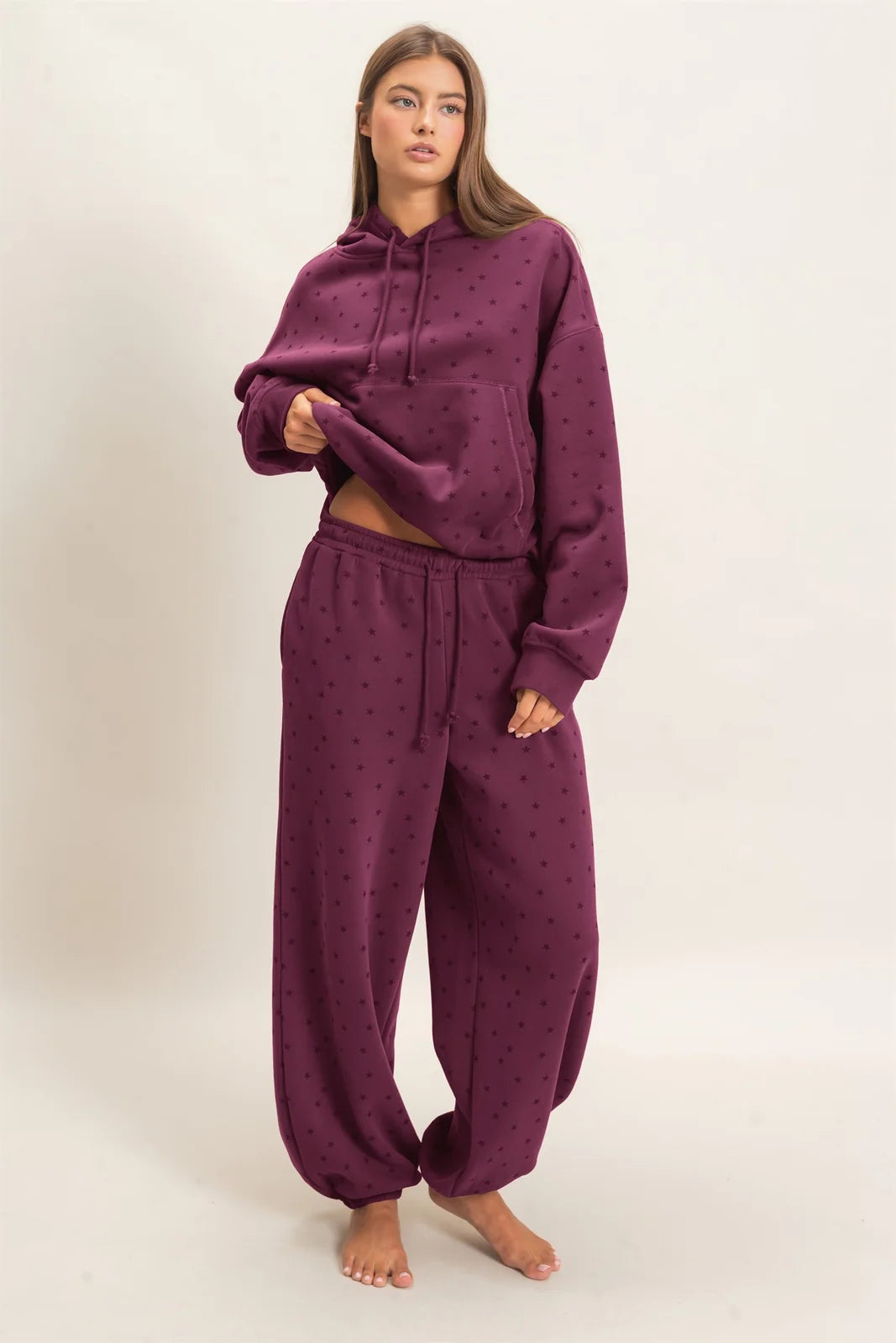 Dark Cherry Star Sweat Set