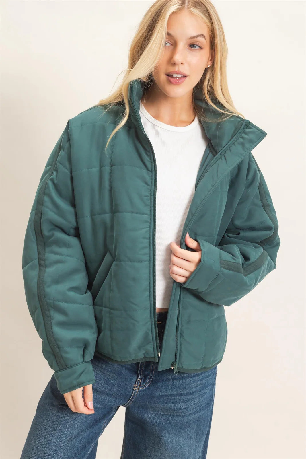 High Collar Quilted Jacket