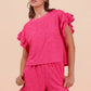 PLUS Size Floral Textured Knit Top & Shorts Set