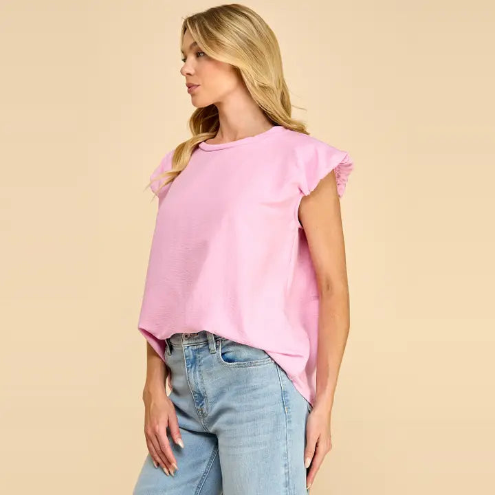 Textured Flutter Sleeve Top with An Easy Flowy Fit