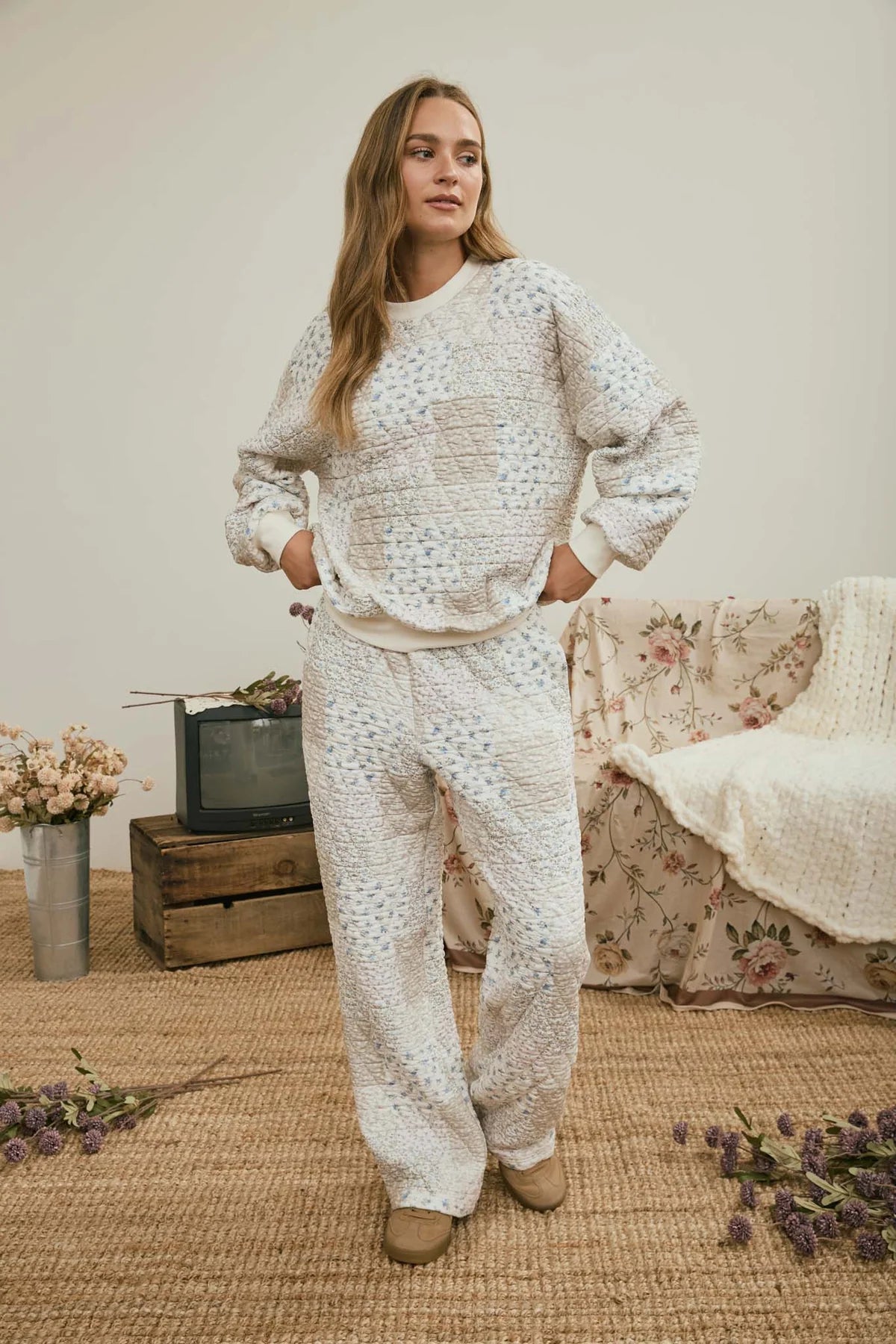 MULTI FLORAL PATCHWORK QUILTED LOUNGE SET
