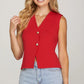 SLEEVELESS GOLD BUTTON KNIT SWEATER VEST