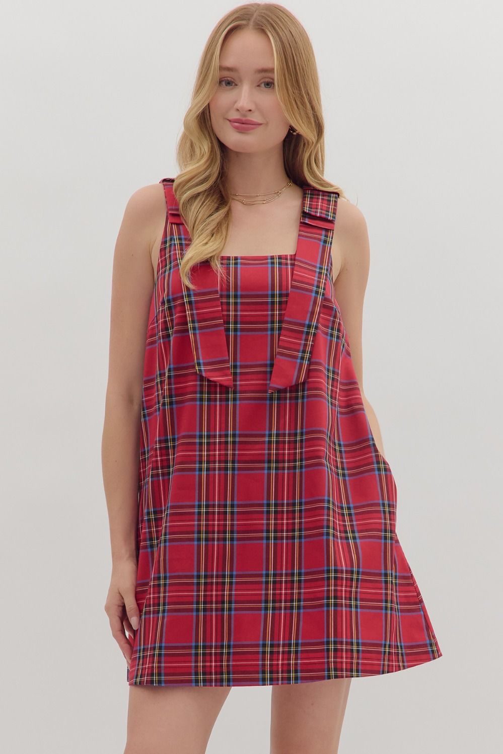 Plaid Sleeveless Mini Dress
