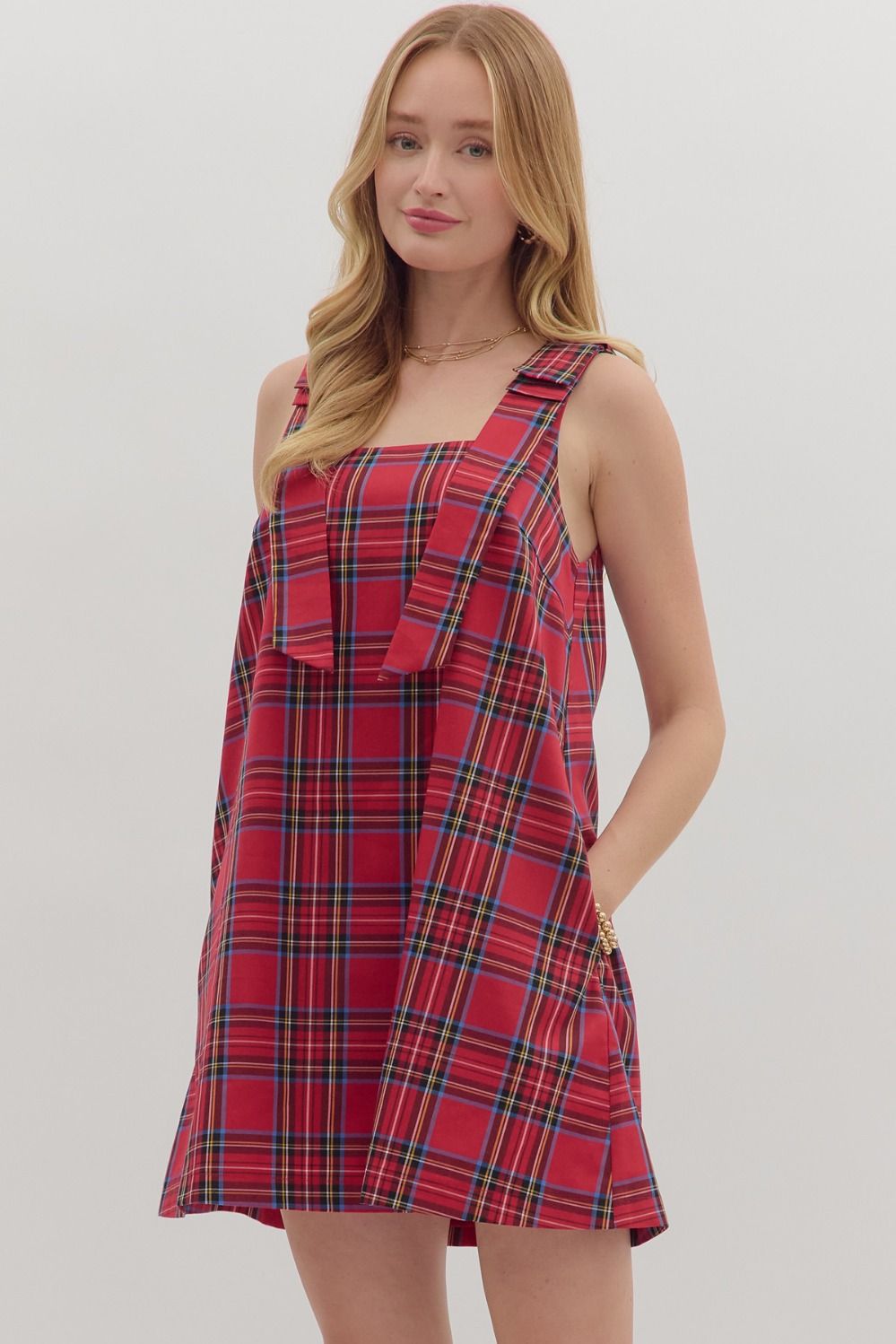 Plaid Sleeveless Mini Dress