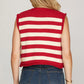 SLEEVELESS STRIPED BUTTON DOWN KNIT SWEATER VEST