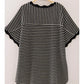 Scallop Trim Stripe Knit Top