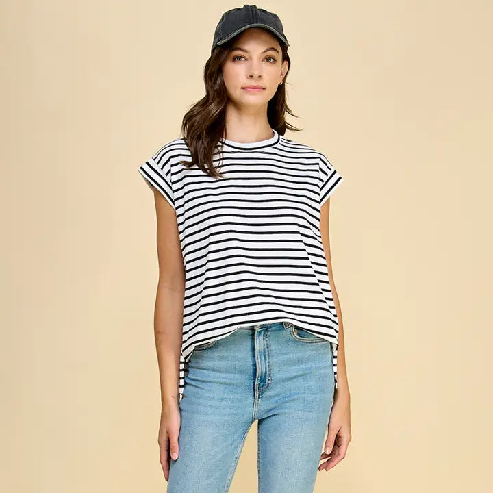 Striped Cap Sleeve Top