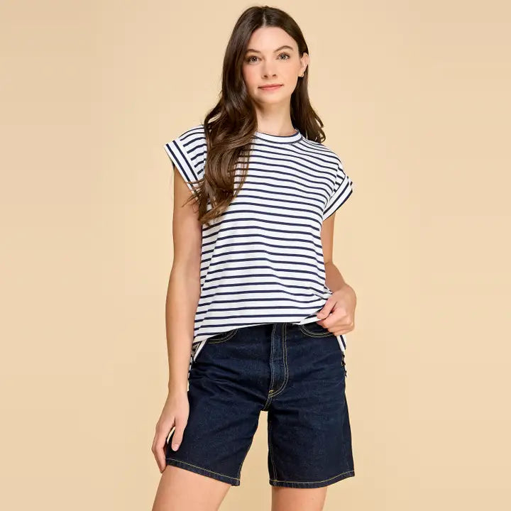 Striped Cap Sleeve Top