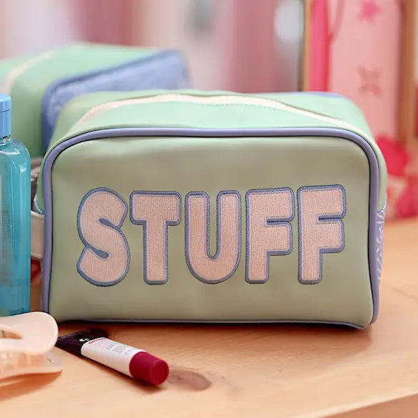 Handle Cosmetic Bag – 'stuff' Embroidered