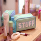Handle Cosmetic Bag – 'stuff' Embroidered