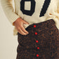 Leopard Suede Vintage Button Micro Skirt