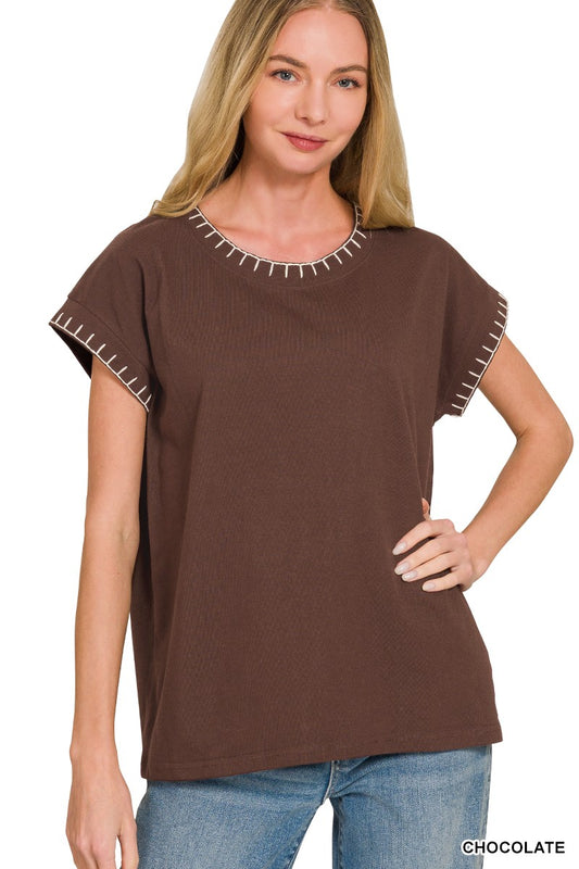 Stitch Detailed Oversize Top