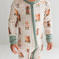 KIDS- Green Pup Friends Zipper Romper