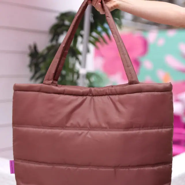 Puffer Tote – Carry All Very Busy – Espresso / Brown